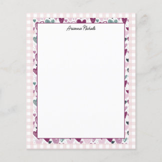 Lámina Oh tan lindo Gingham y Hearts Stationery