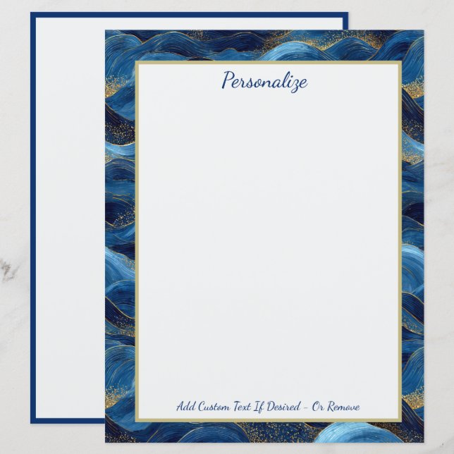 Lámina Olas abstractas azules del océano – Diseño costero (Anverso / Reverso)