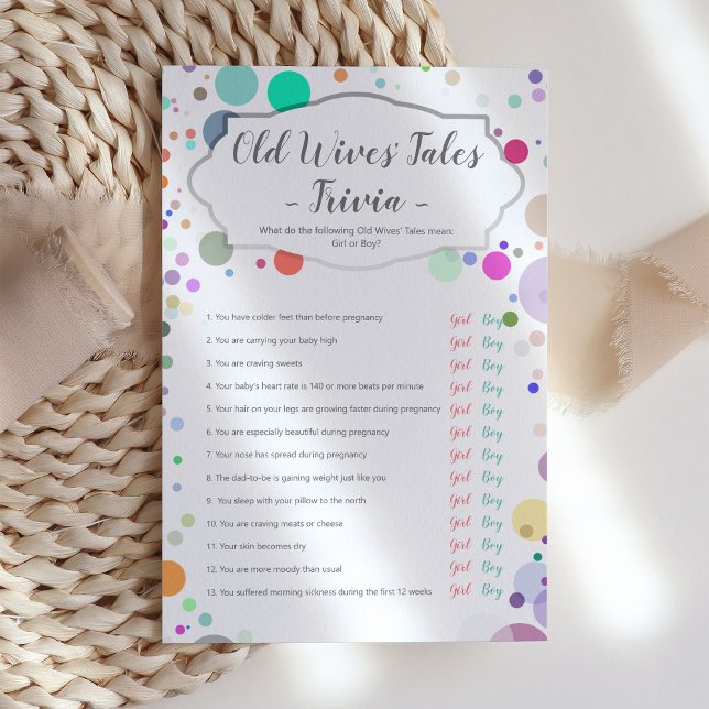 Lámina "Old Wives Tales" Gender Reveal Baby Shower Game (Subido por el creador)