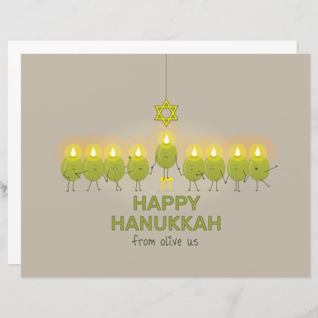 Lámina Olive Hanukkah Menorah (Anverso / Reverso)