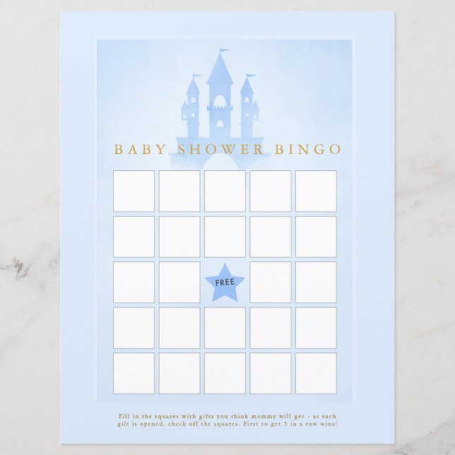 Lámina Once Upon A Time Castle Baby Shower Bingo (Anverso)
