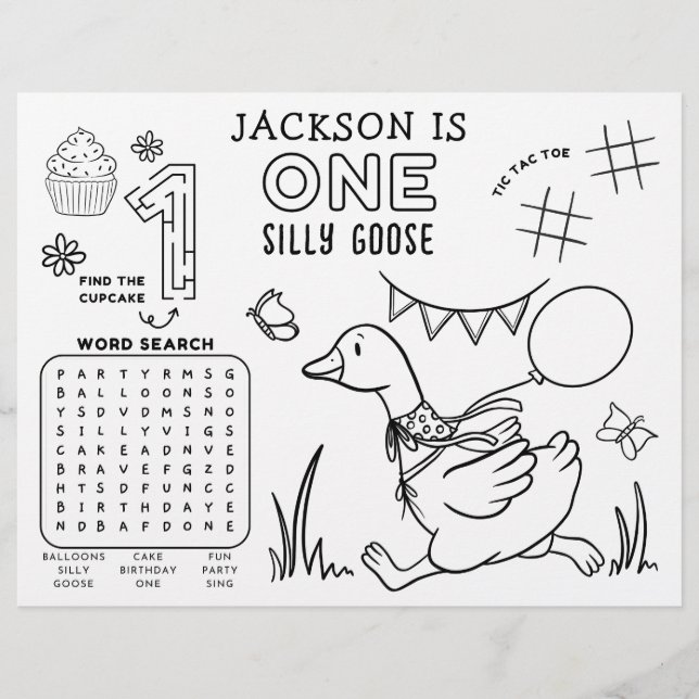 Lámina One Silly Goose 1st Birthday Activity Placemat (Anverso)