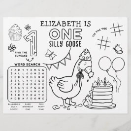 Lámina One Silly Goose First Birthday Activity Placemat