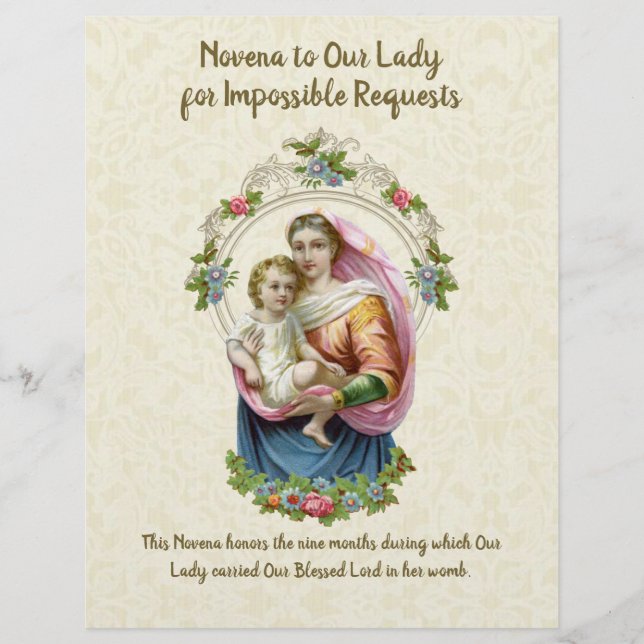 Lámina Oración católica de la Virgen Religiosa María Vint (Anverso)