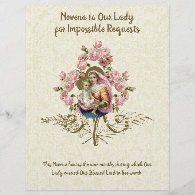 Lámina Oración católica de la Virgen Religiosa María Vint (Anverso)