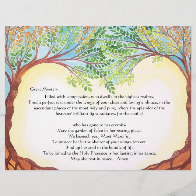 Lámina Oración por la mujer abandonada El Malei Rachamim (Anverso)