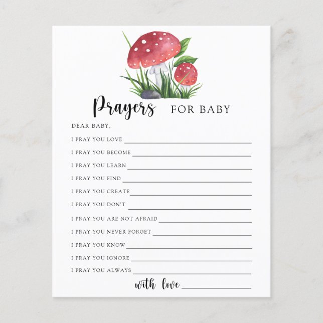 Lámina Oraciones Baby Shower hongos para el bebé (Anverso)