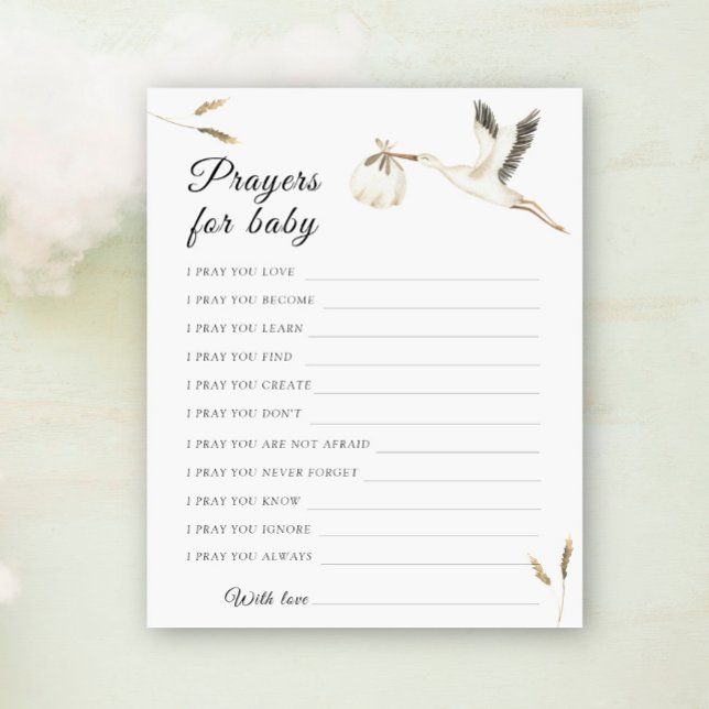 Lámina Oraciones para la ducha de bebé en la cigüeña para (Subido por el creador)