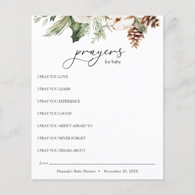 Lámina Oraciones por la vegetación del invierno infantil (Anverso)