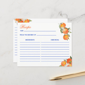 Lámina Orange blue azulejo talavera tiles recipe card