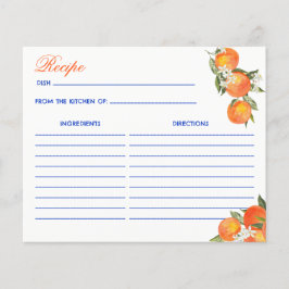 Lámina Orange blue azulejo talavera tiles recipe card