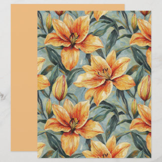 Lámina Orange Lily on Sage Green Scrapbook Paper