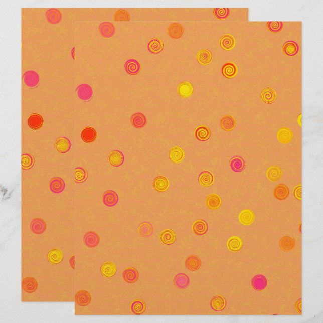 Lámina Orange Twisty Polka Dot Spiral 2-Sided Scrap Paper (Anverso / Reverso)
