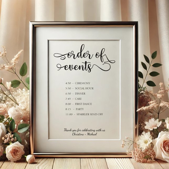 Lámina "Orden de los eventos" Rótulo de Boda de línea de  (Subido por el creador)