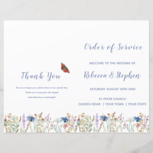 Lámina Orden de servicio del Boda de Flores Silvestres