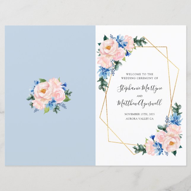 Lámina Orden de servicio rosa Rubor azul turgoso geométri (Anverso)