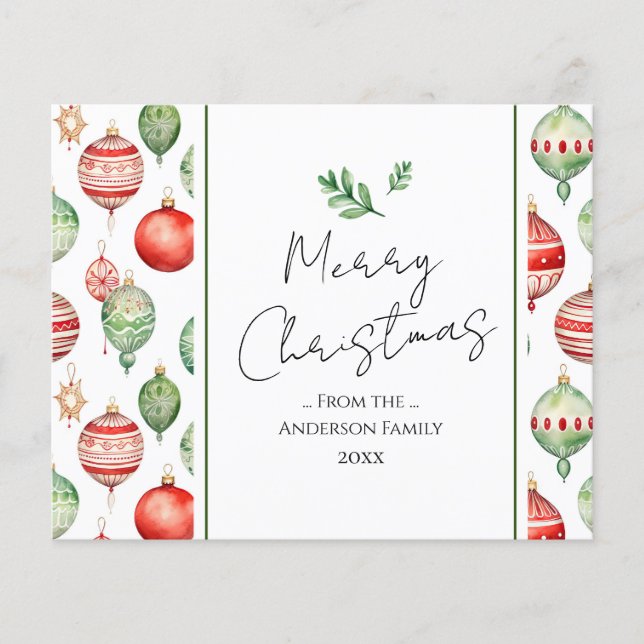 Lámina Ornamento retro de árbol acuarela navideño (Anverso)