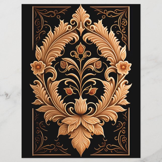Lámina Ornate Jacobean Woodcut Scrapbook Paper (Anverso)