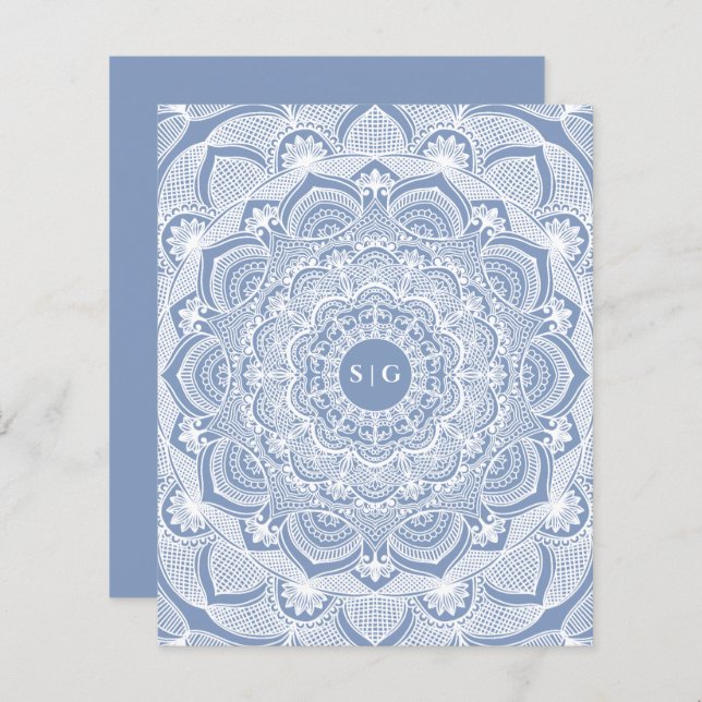 Lámina Ornate White floral encaje polvoriento azul Presup (Anverso / Reverso)