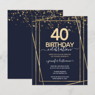 Lámina Oro 40.ª invitación al presupuesto Fiesta por cump