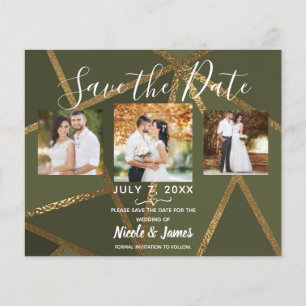 Lámina Oro Bronce Verde Oliva Geométrico Moderno Guardar 