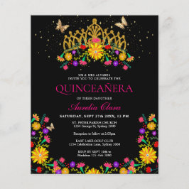 Lámina Oro floral mexicano de presupuesto Tiara Quinceane