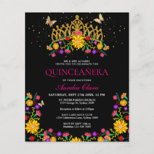 Lámina Oro floral mexicano de presupuesto Tiara Quinceane