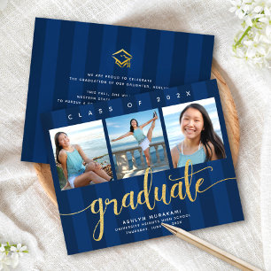 Lámina Oro marino de graduación presupuestaria 3 invitaci
