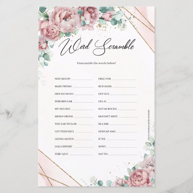 Lámina Oro ruidoso floral eucalipto Palabras Descamación (Anverso)