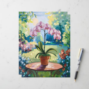 Lámina Orquídea en papel de cuadernillo de pintura botáni