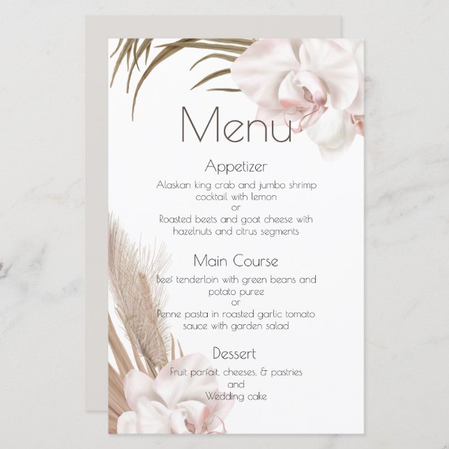 Lámina Orquídeas románticas y pampas (Anverso / Reverso)