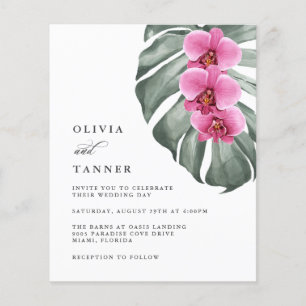 Lámina Orquídeas rosadas presupuestales en Monstera Tropi