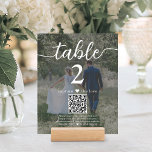 Lámina Oscuro 2 Boda fotográfico QR Código Número de tabl<br><div class="desc">Añade un toque de acabado personalizado a los decorados de la recepción de boda con tarjetas de número de tabla de fotos y códigos QR de los personalizados. Las imágenes y la redacción son simples para el personalizar, y pueden ser diferentes o iguales delante y detrás. Si es preferible, cambia...</div>
