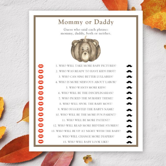 Lámina Osito de calabaza - juego de ducha para bebé de ma (Subido por el creador)