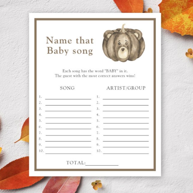 Lámina Osito de calabaza - Nombra a esa canción del bebé (Subido por el creador)