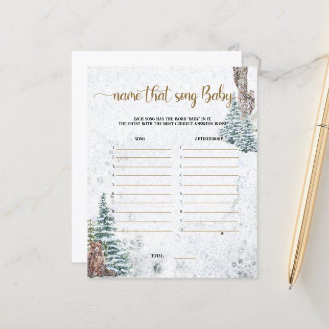 Lámina Osito forestal Nombre esa canción juego de la duch (Anverso/Reverso In Situ)