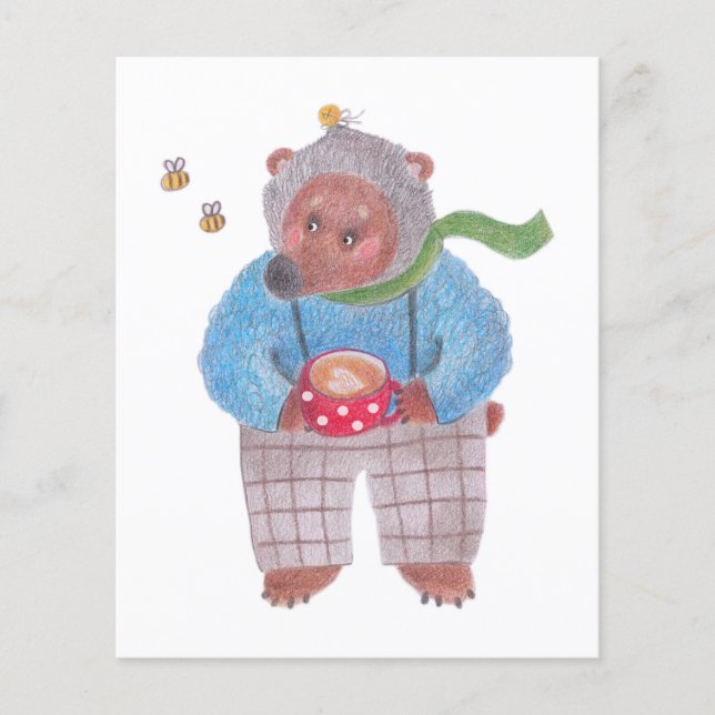 Lámina Oso, abejas y capuchino (Anverso)