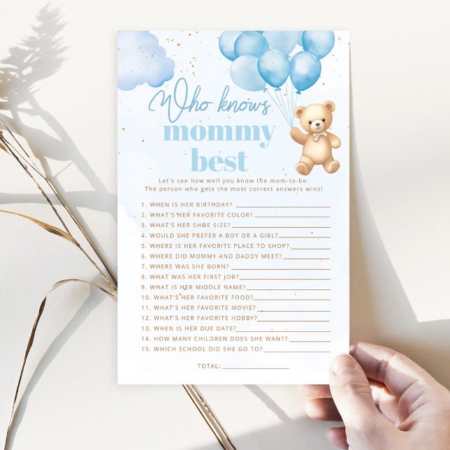 Lámina Oso Azul Quién conoce a mamá mejor juego de ducha  (Subido por el creador)