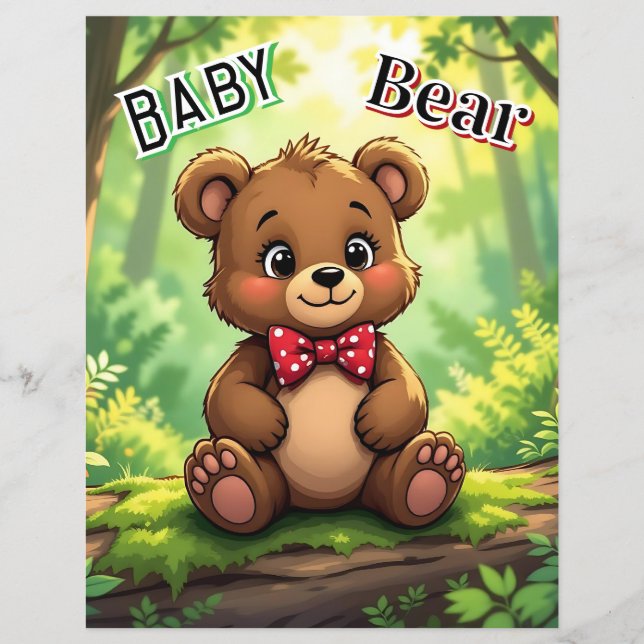 Lámina Oso bebé Personalizado lindo en los bosques (Anverso)