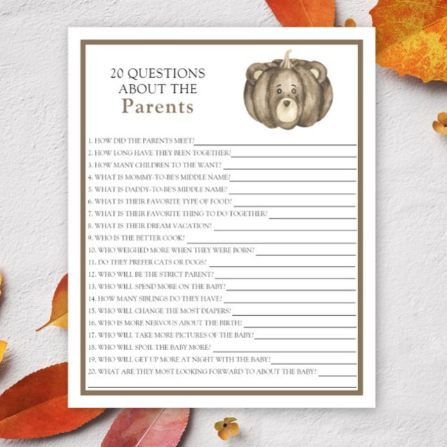 Lámina Oso de calabaza lindo - juegos sobre los padres (Subido por el creador)