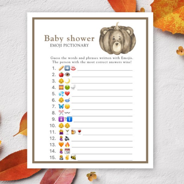 Lámina Oso de calabaza otoñal - emoji de ducha para bebés (Subido por el creador)