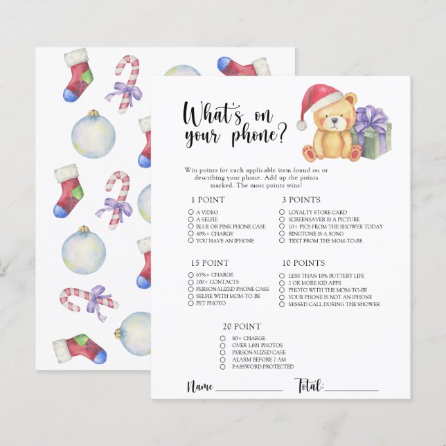 Lámina Oso de invierno - ¿Qué hay en tu juego de teléfono (Anverso / Reverso)