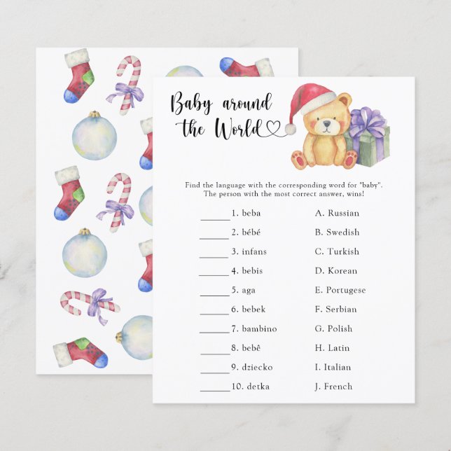 Lámina Oso de peluche de invierno - Juego de bebé por tod (Anverso / Reverso)