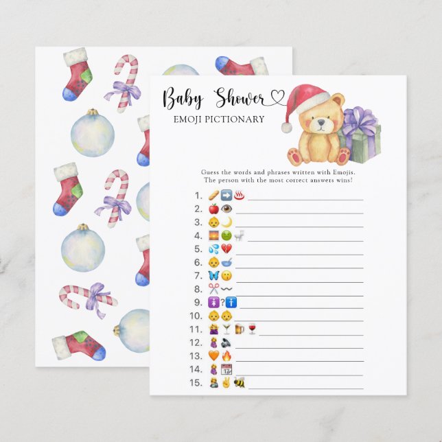 Lámina Oso de peluche de invierno - juego de picnic de em (Anverso / Reverso)