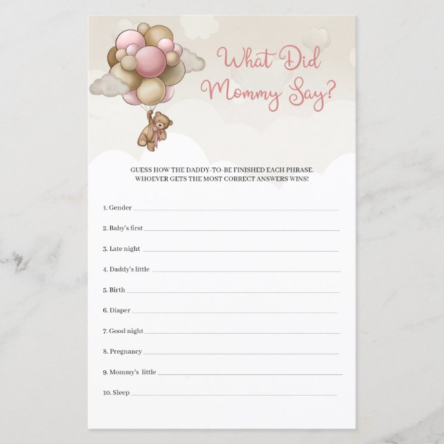 Lámina Oso de peluche marfil marrón oscuro ¿Qué dijo mamá (Anverso)