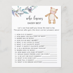 Lámina Oso floral Quién sabe mejor PAPÁ