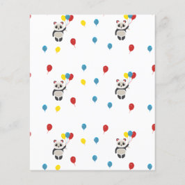 Lámina Oso panda con globos blanco