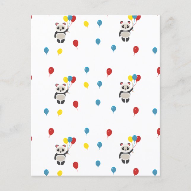 Lámina Oso panda con globos blanco (Anverso)