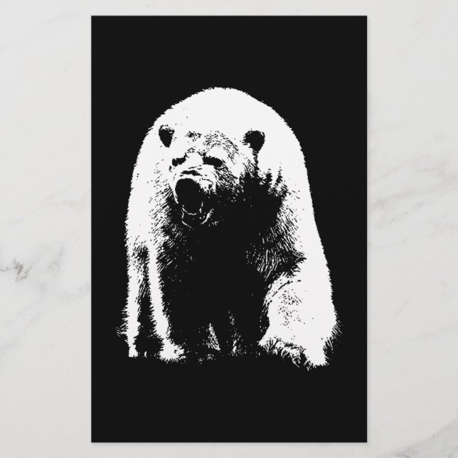 Lámina Oso Polar de Arte Pop Blanco y Negro (Anverso)
