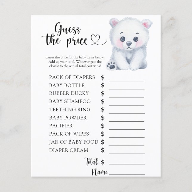 Lámina Oso polar de invierno - ¡Adivina el precio! Juego (Anverso)